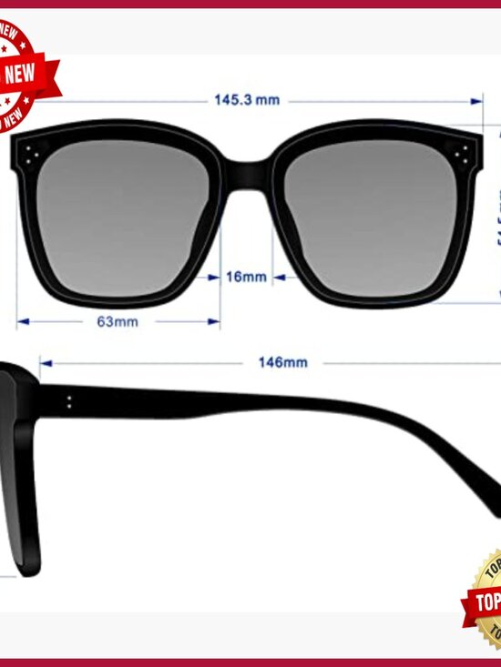 100% UV Protective Square Sunglasses with Pouch main image 5